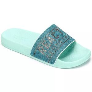 Kenneth Cole Reaction Women Pool Slide Sandal Screen Jewel Size US 10M Turquoise